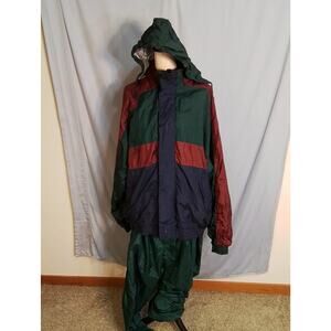 Thomas E Wilson vintage warm up / track suit green and burgundy